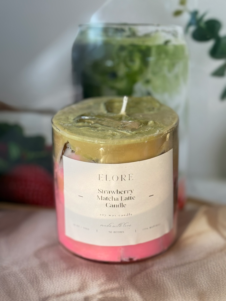 Strawberry matcha latte candle