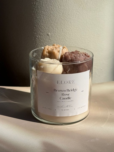 Brown beidge rose candle